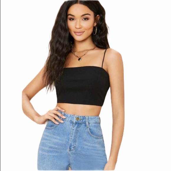 WILA Tops - Black crop top cami tank ribbed